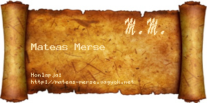 Mateas Merse névjegykártya